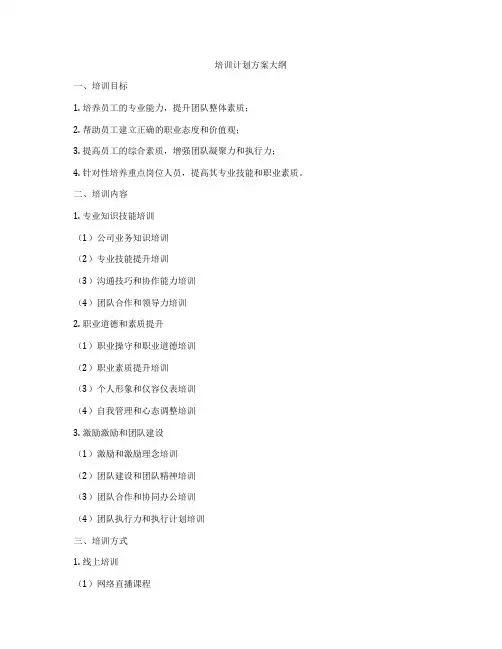 培训计划方案大纲