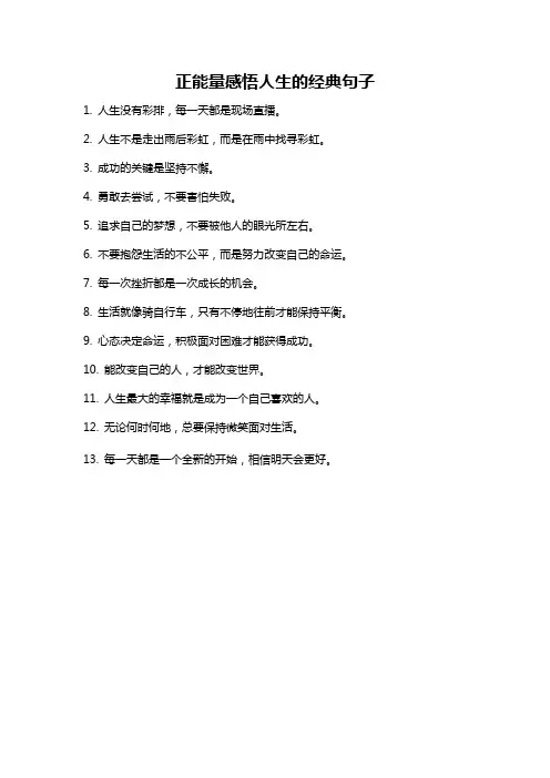 正能量感悟人生的经典句子
