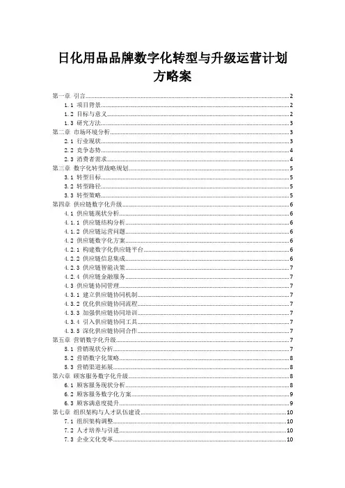 日化用品品牌数字化转型与升级运营计划方略案