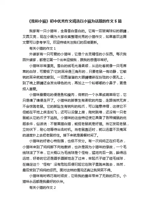 《我和小猫》初中优秀作文精选以小猫为话题的作文5篇