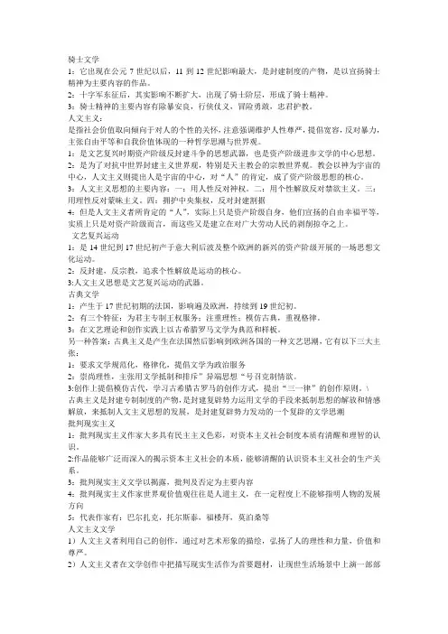 外国文学复习重点