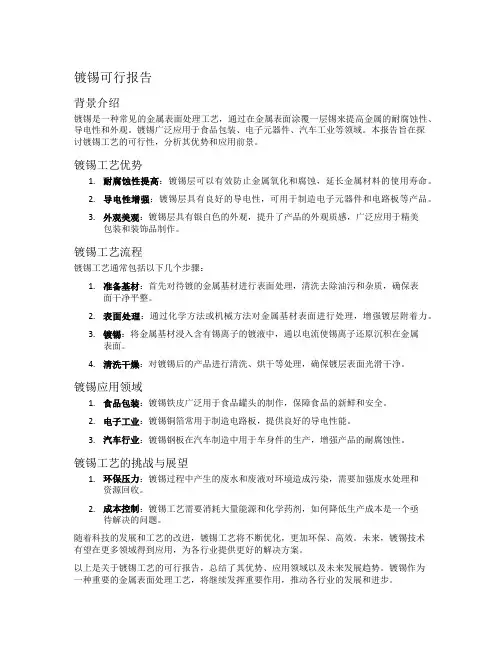 镀锡可行报告