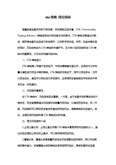 cta策略 风控指标