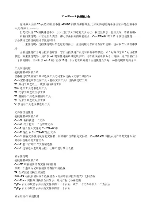 CorelDraw9快捷键大全