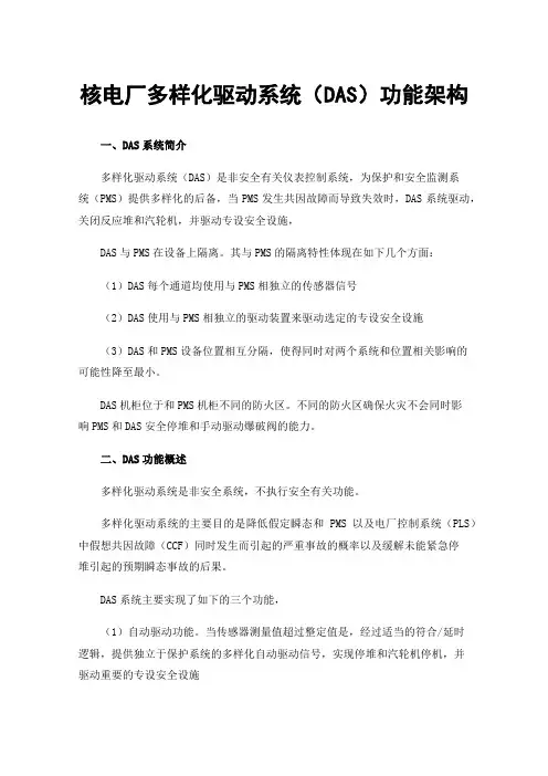 核电厂多样化驱动系统（DAS）功能架构
