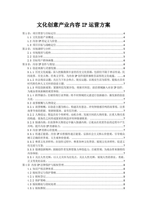 文化创意产业内容IP运营方案