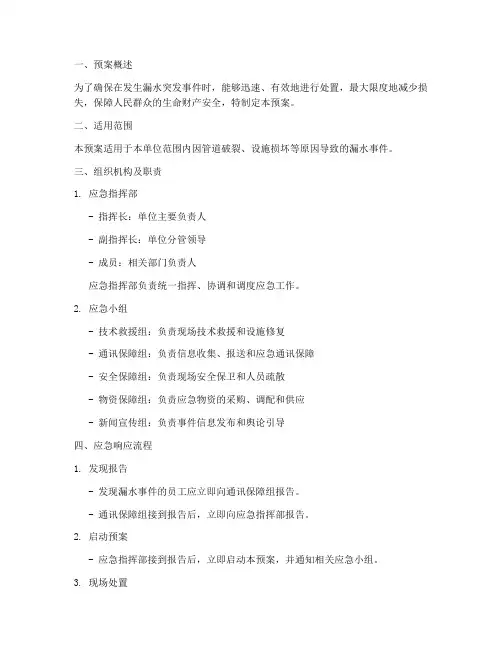 漏水突发事件应急预案