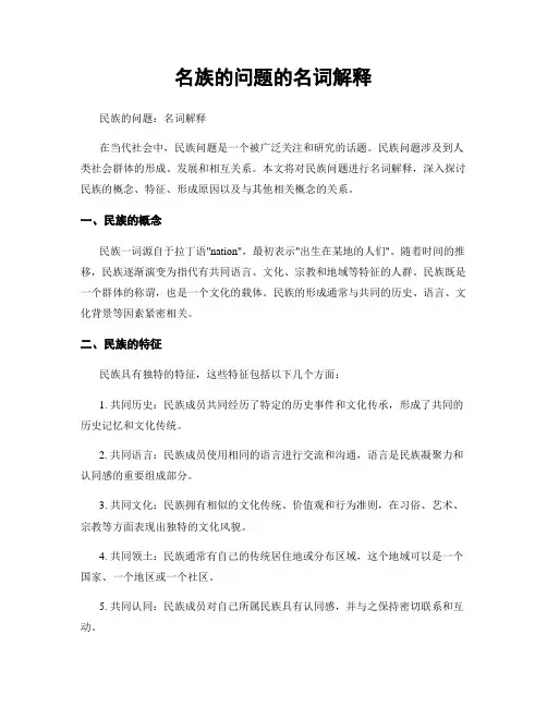 名族的问题的名词解释