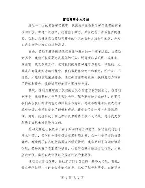劳动竞赛个人总结