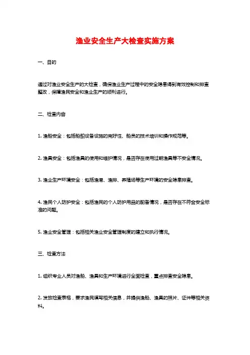 渔业安全生产大检查实施方案