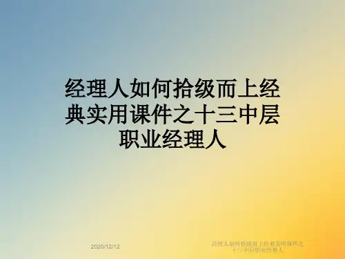 经理人如何拾级而上经典实用课件之十三中层职业经理人