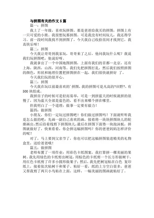 与拼图有关的作文5篇范文精选