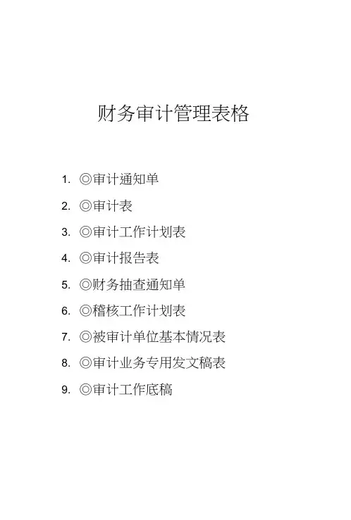 财务审计管理表格个表格