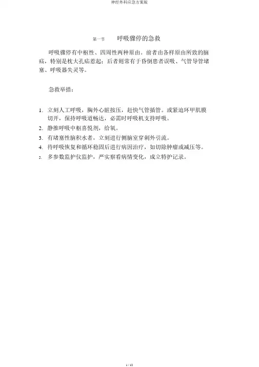 神经外科应急预案版
