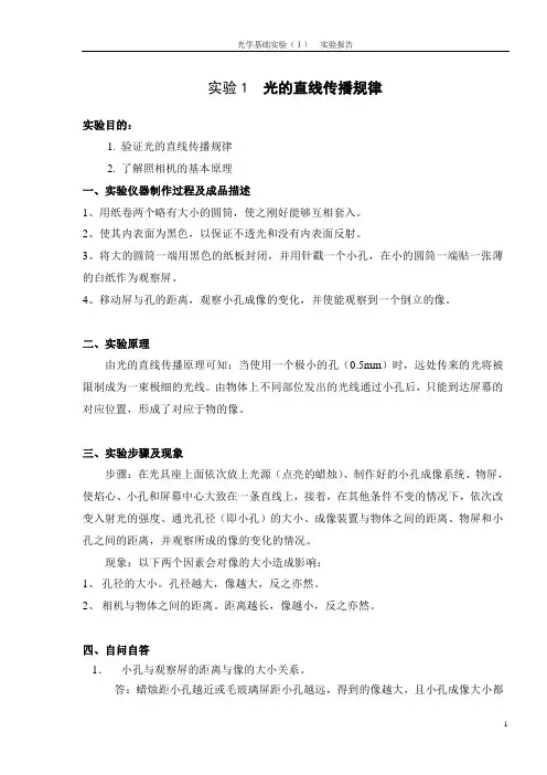 光学基础实验要点
