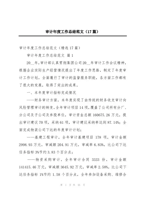 审计年度工作总结范文(17篇)