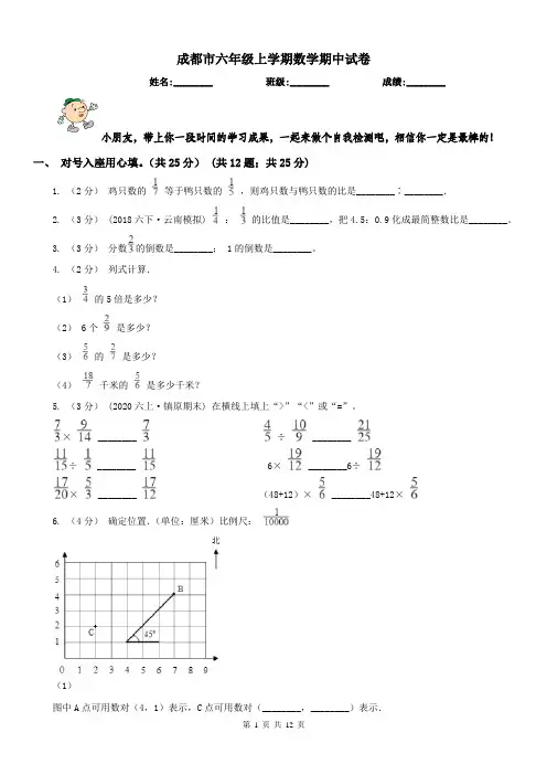 成都市六年级上学期数学期中试卷