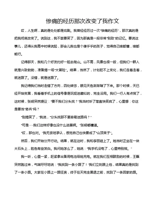 惨痛的经历那次改变了我作文