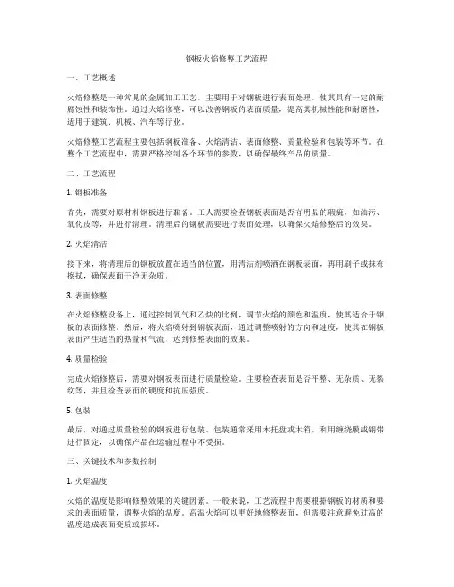 钢板火焰修整工艺流程