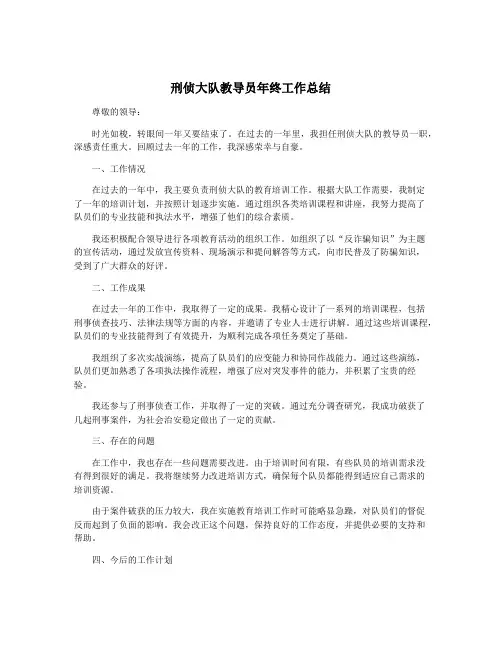 刑侦大队教导员年终工作总结