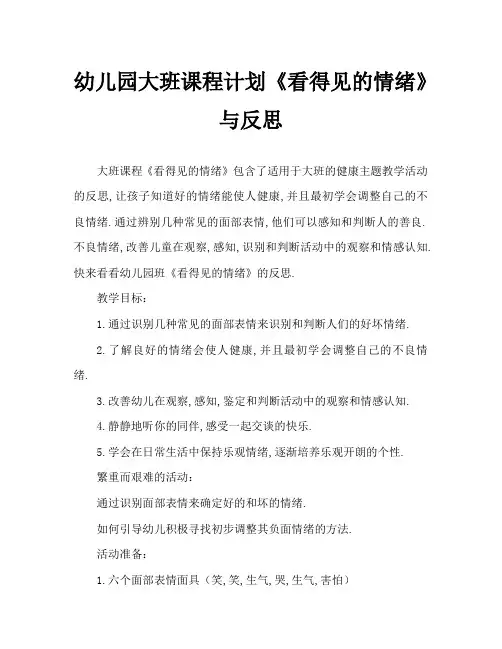 幼儿园大班教案《看得见的情绪》含反思
