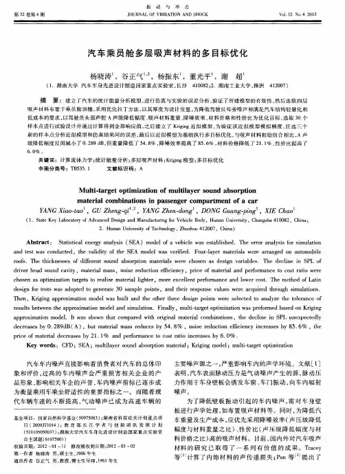 汽车乘员舱多层吸声材料的多目标优化