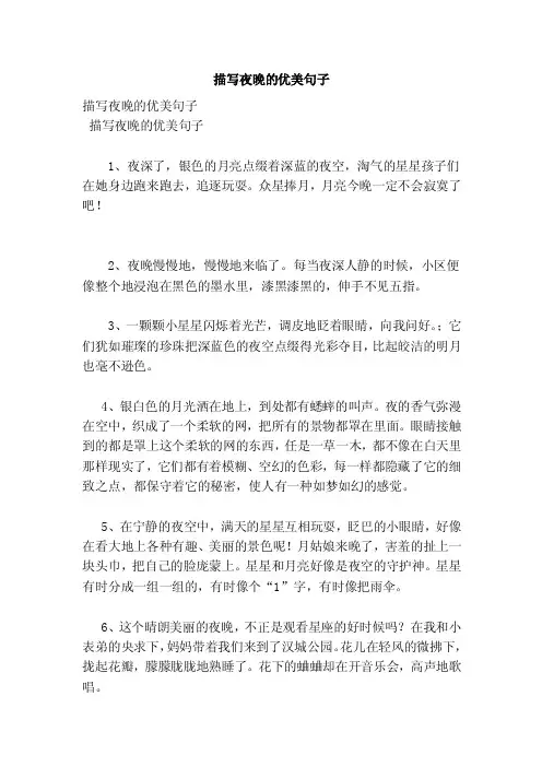 描写夜晚的优美句子 2