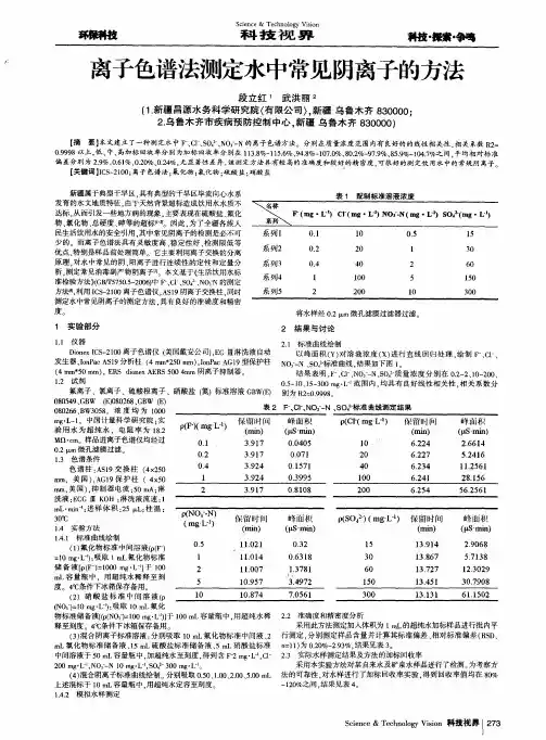 离子色谱法测定水中常见阴离子的方法