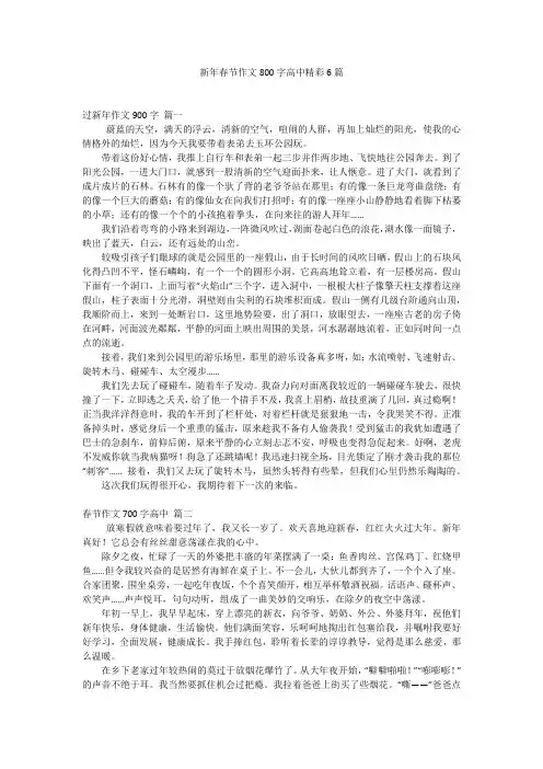 新年春节作文800字高中精彩6篇