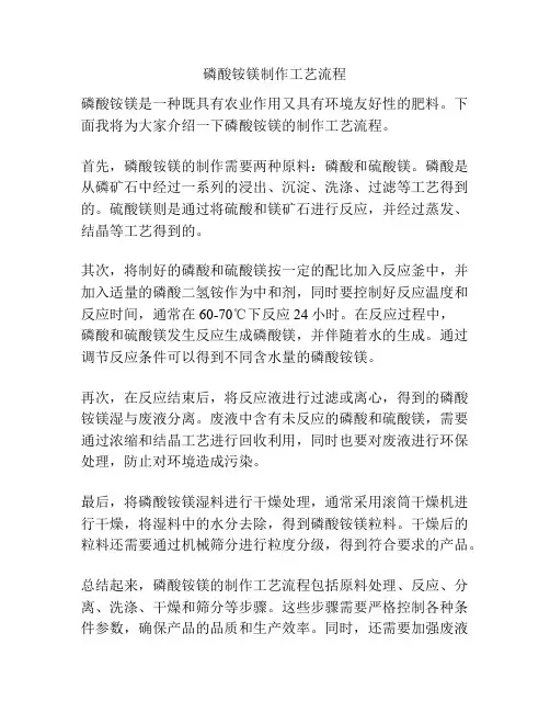 磷酸铵镁制作工艺流程