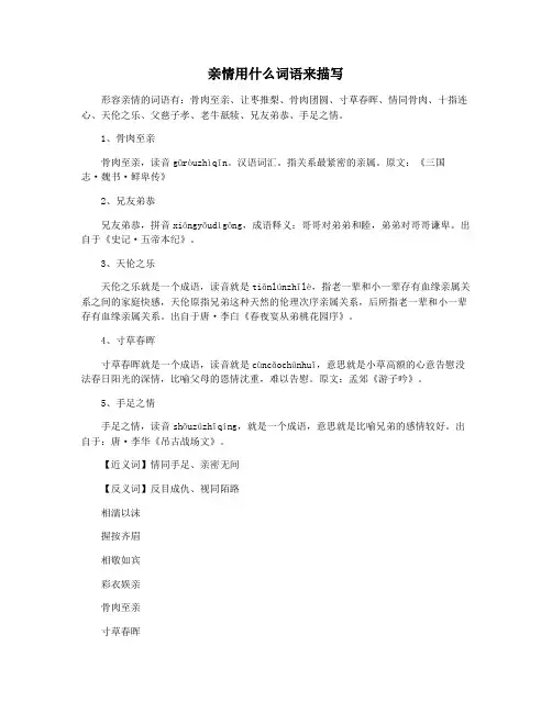 亲情用什么词语来描写