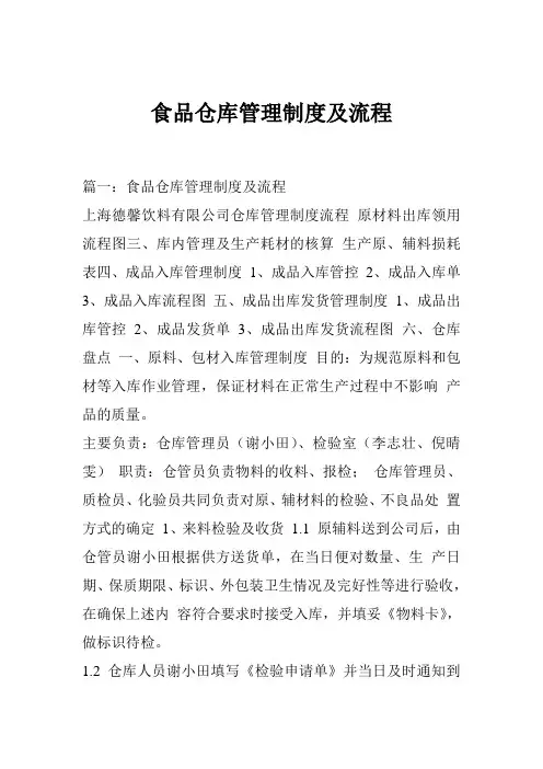 食品仓库管理制度及流程