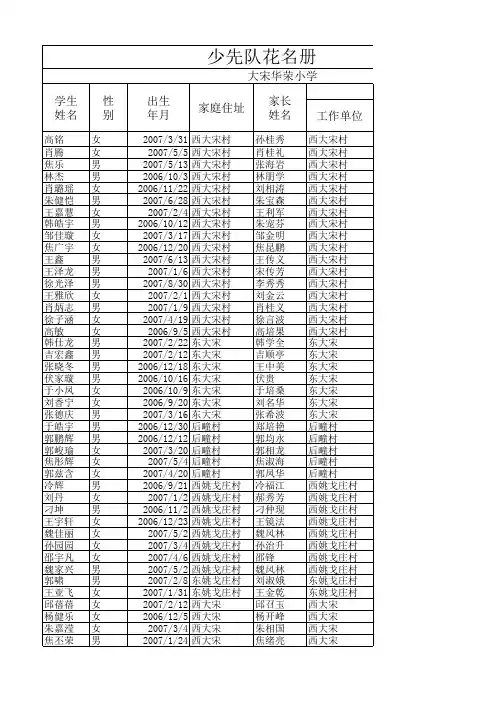 少先队花名册