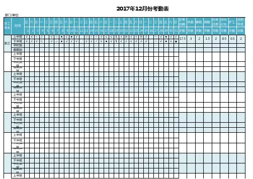 最新Excel表格模板：考勤表(全自动公式化统计,自动生成日期)