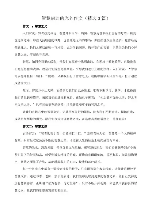 智慧启迪的光芒 作文(精选3篇)