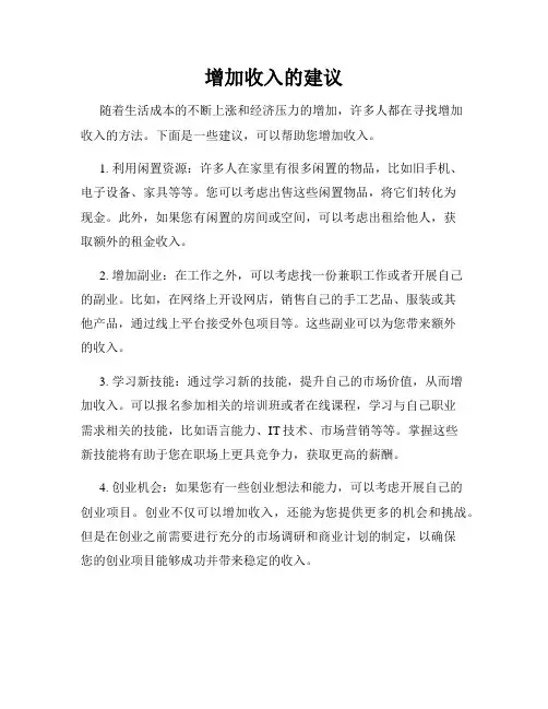 增加收入的建议