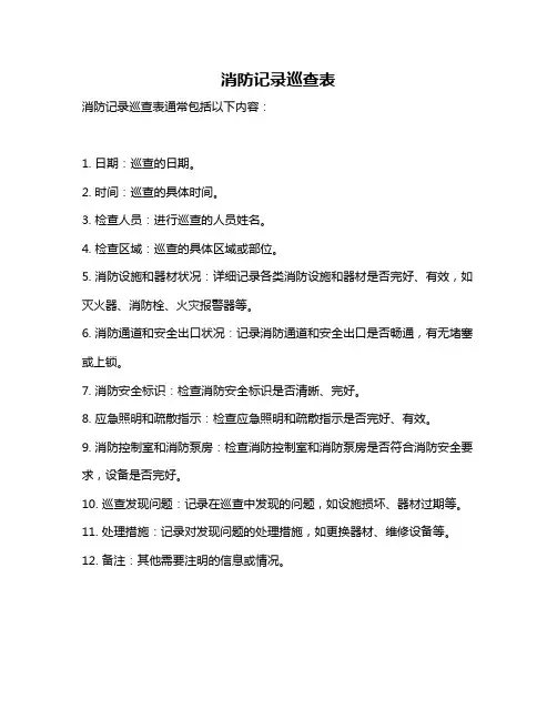消防记录巡查表