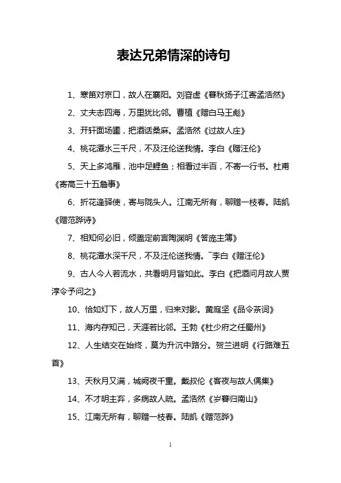 表达兄弟情深的诗句