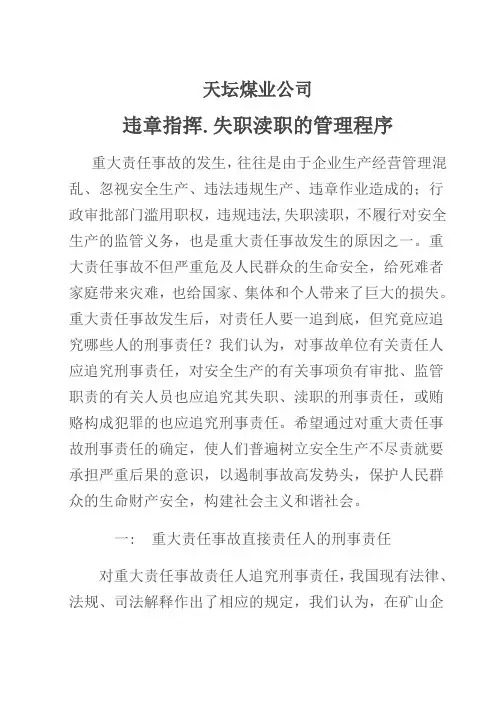 重大责任事故刑事责任问题研究