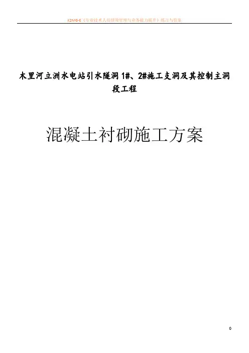 引水隧洞混凝土衬砌施工方案
