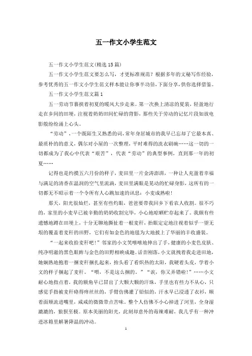五一作文小学生范文