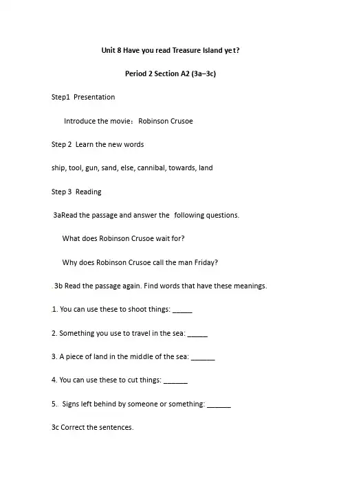 (人教版)八年级下册英语教案：Unit 8 Period 2Section A2 (3a–3c)