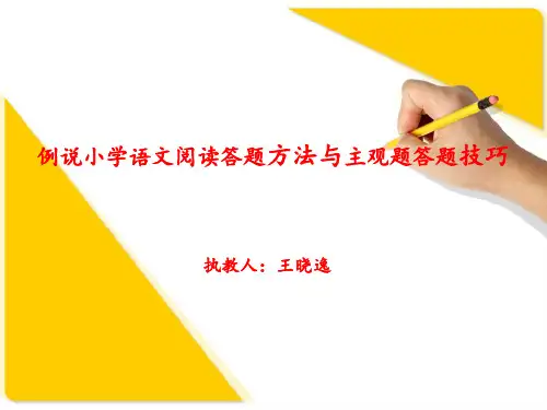 小学语文阅读主观题型答题技巧 王晓逸