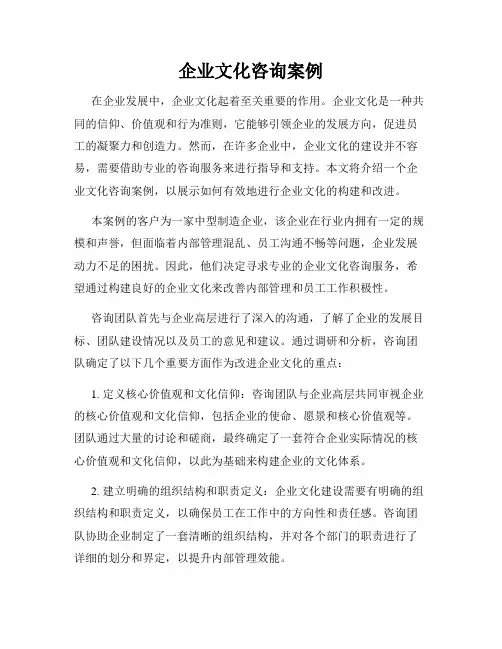 企业文化咨询案例