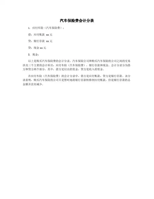 汽车保险费会计分录