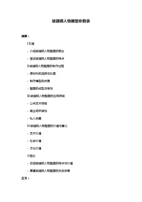 玻璃钢人物雕塑参数表