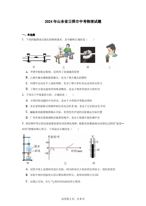 2024年山东省日照市中考物理试题