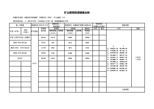 矿山查明资源储量台帐(出)