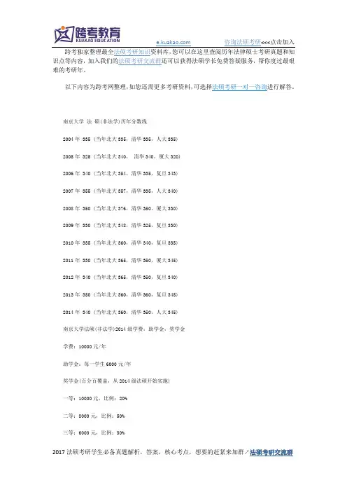 法律硕士南京大学 法 硕(非法学)历年分数线