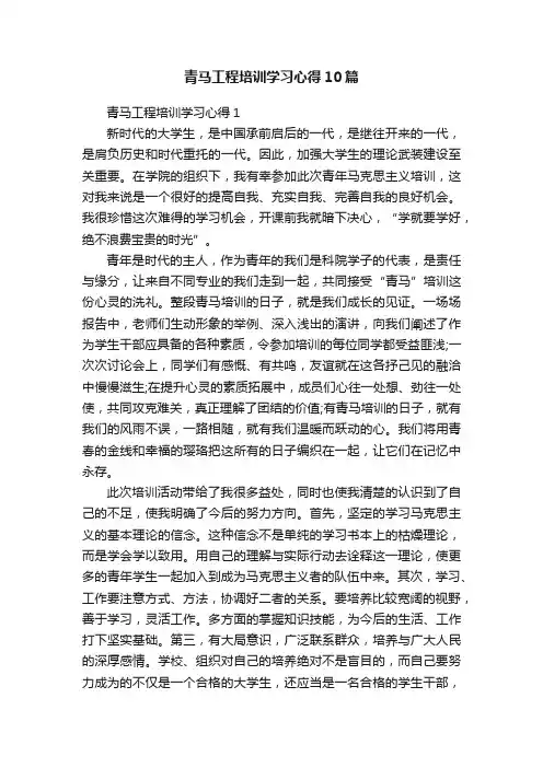青马工程培训学习心得10篇